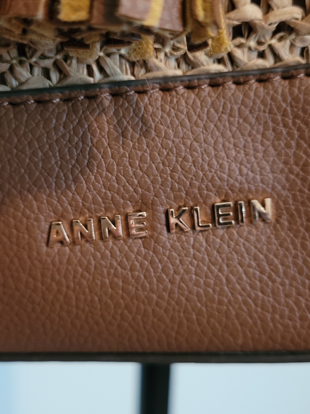 Anne Klein Brown Raffia Bucket Bag with Tassels - Picture 2 of 10